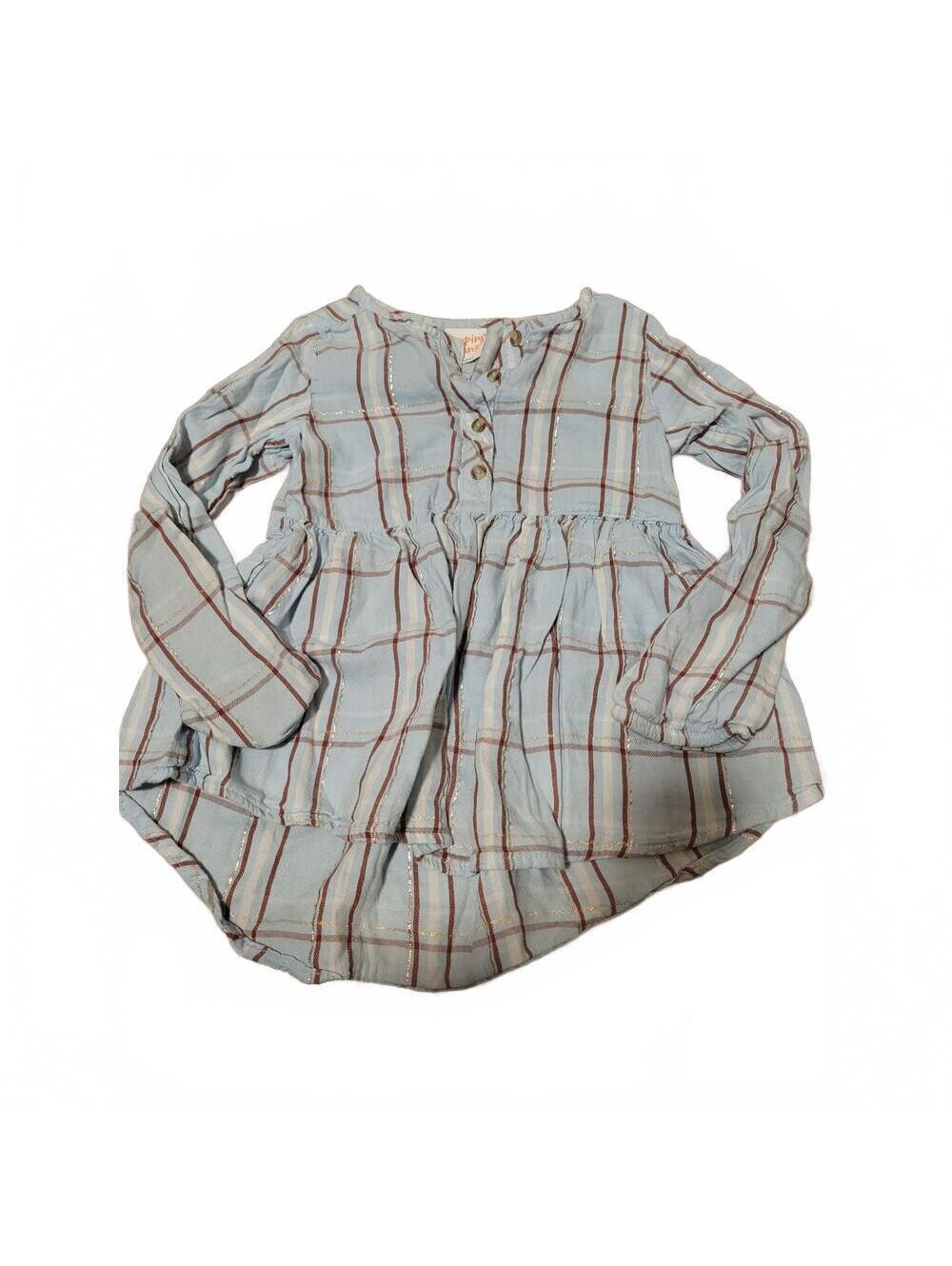 Jumping Beans Girls Blue/Brown High-Low Flannel Long Sleeve Top Size 5